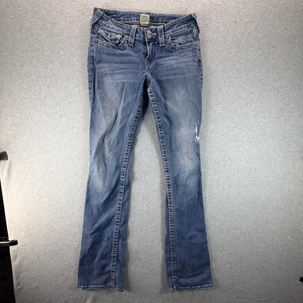 True Religion Joey Super T Low Rise Bootcut Jeans Blue Size 27  USA VTG Y2K cute